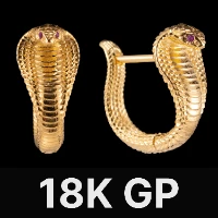 Cobra Earrings 18K Gold Vermeil & Ruby