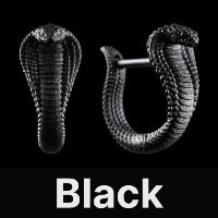 Cobra Earrings Black & Black Zircon
