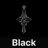 Double Snake Cross Pendant Black & Black Zircon