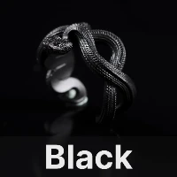 Snake Ring Black & Black Zircon