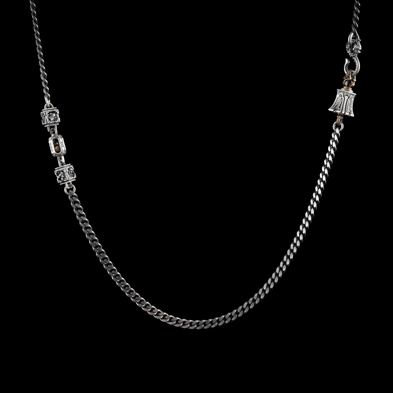 Blissful Necklace - 4mm Oxidized Silver & Brass