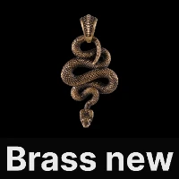 Snake Pendant Brass & Black Zircon