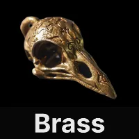 Raven Skull Pendant Brass