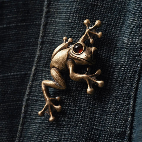 Sterling silver frog store brooch