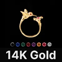 Hummingbird Ring 14K Gold & Gemstone