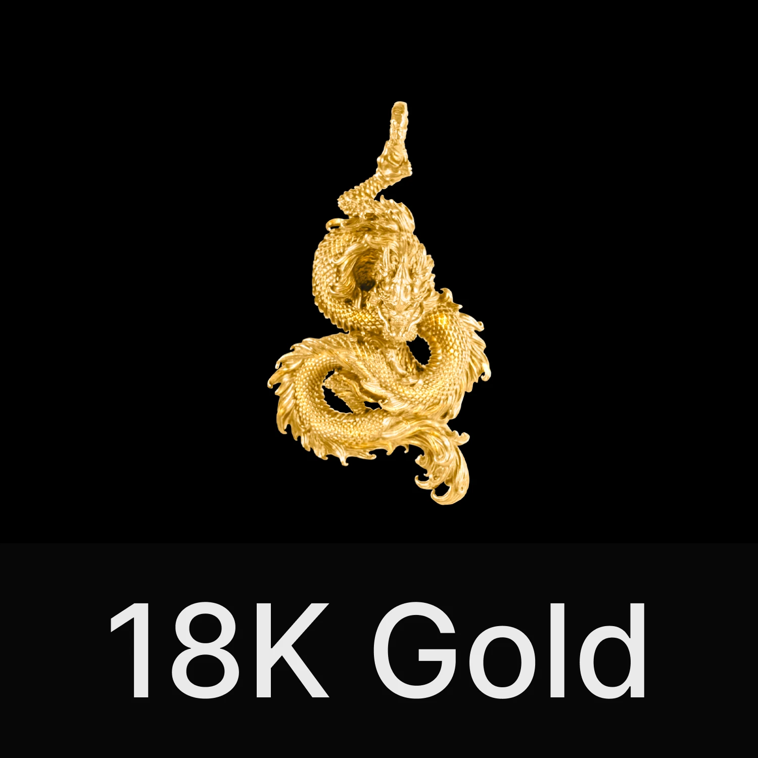 Amazing 18k Gold Dragon Pendant 