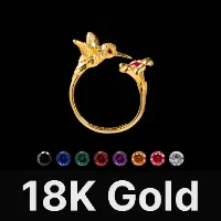 Hummingbird Ring 18K Gold & Gemstone