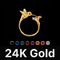 Hummingbird Ring 24K Gold & Gemstone