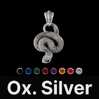 Hognose Snake Pendant Oxidized Silver, Gemstone