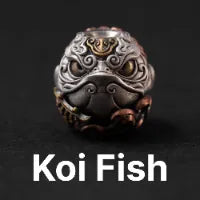Koi Fish Bead Bracelet Oxidized Silver