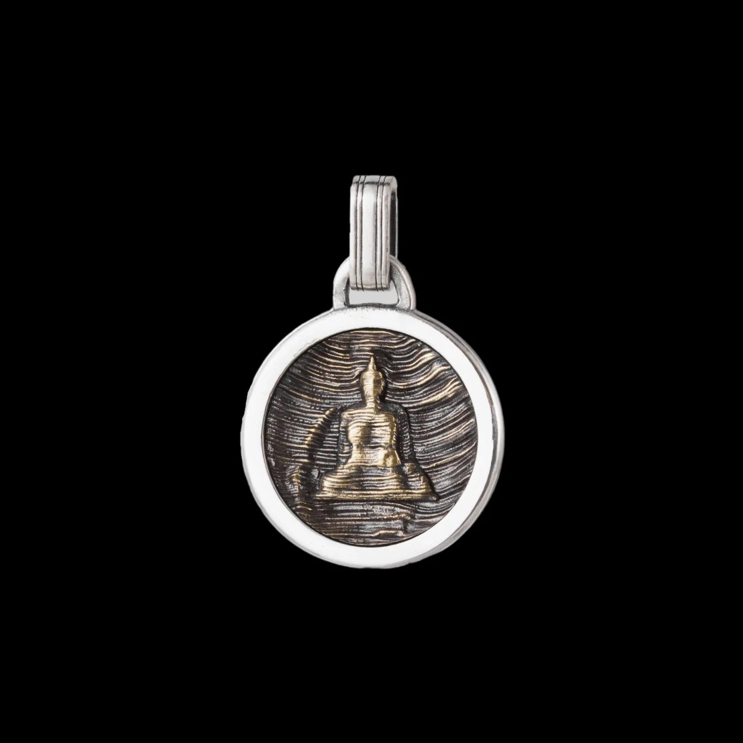 Buddha Pendant Oxidized Silver & Brass