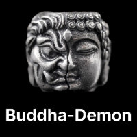 Buddha-Demon Bead Oxidized Silver