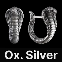 Cobra Earrings Oxidized Silver & Black Zircon