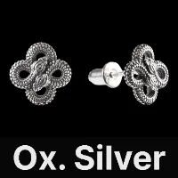 Double Snake Stud Earrings Oxidized Silver
