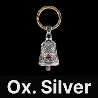 Oriental Patterned Bell Oxidized Silver & Copper