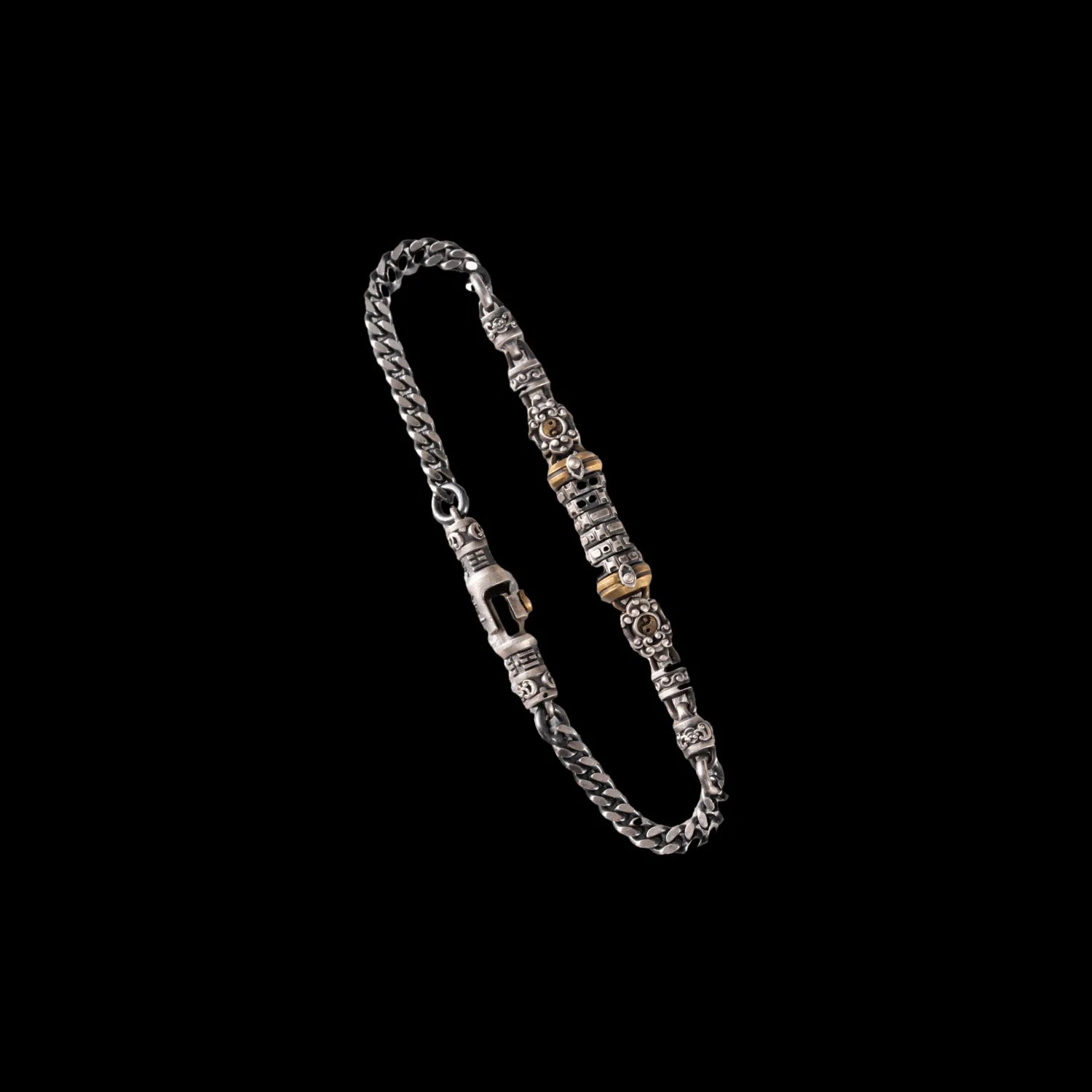 Taiji Rotatable Bracelet - 4mm Oxidized Silver & Brass