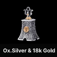 Taoist Bell Ox.Silver & 18K Gold