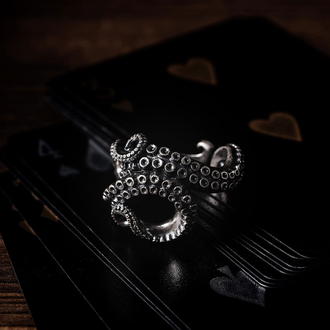 The Eldritch Spiral -- Tentacle Wrap Ring store in Bronze & Silver