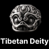 Tibetan Deity Bead Oxidized Silver