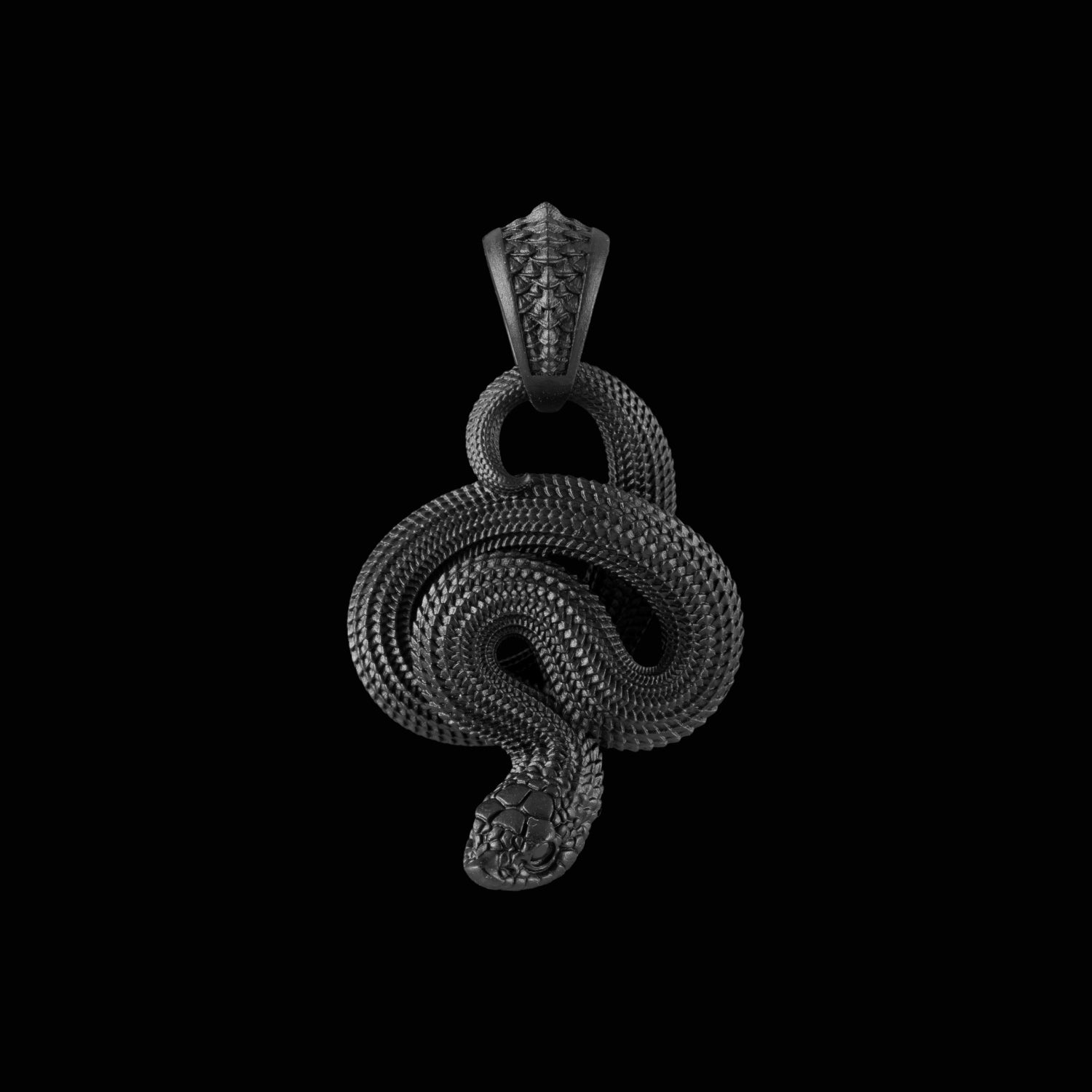 Hognose Snake Pendant Matte Black, Black Zircon