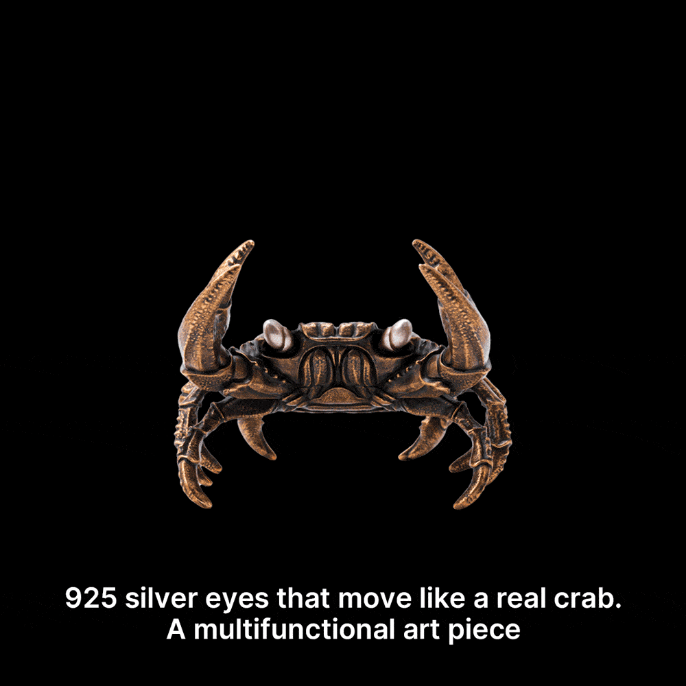Crab Pen Holder Brass & Oxidized Silver