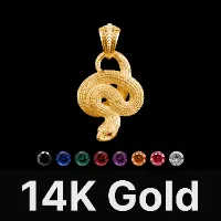 Hognose Snake Pendant 14K Gold, Gemstone