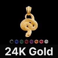 Hognose Snake Pendant 24K Gold, Gemstone