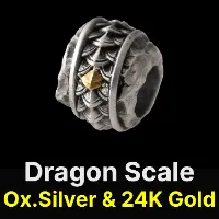 Dragon Scale Cord Bead Ox.Silver & 24K Gold