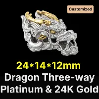 Dragon Three-way Bead Platinum & 24K Gold