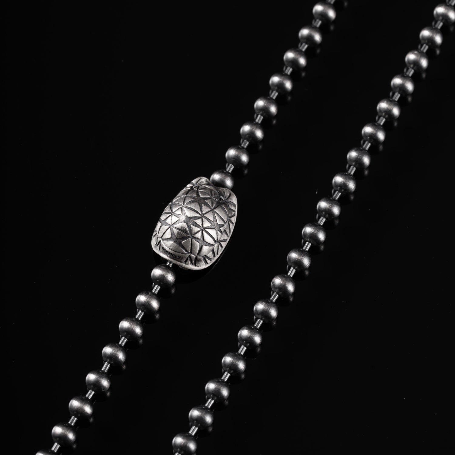 Star Tortoise Ball Chain Necklace - 4mm Oxidized Silver