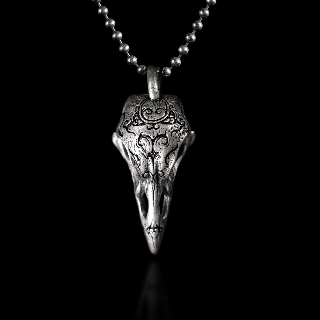 Sterling Silver Cat Skull Necklace, Opal | The Silver Wing
