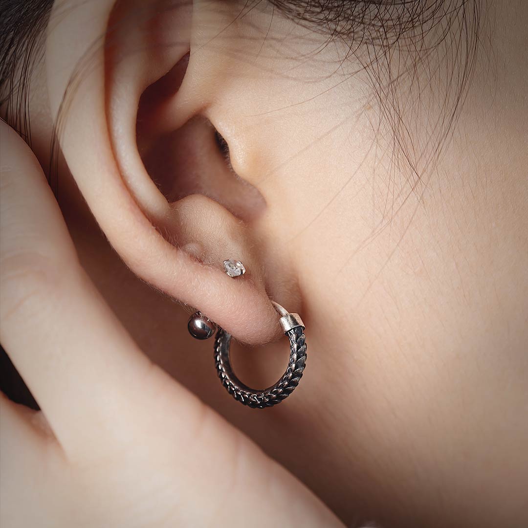 Black hoop on sale earrings female